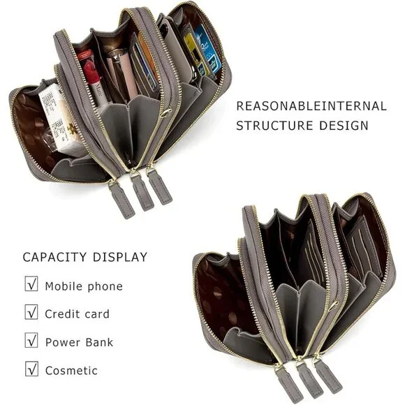 Small Leather Crossbody Bag for Women Compact Multi-Function Handheld